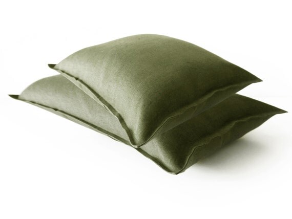 Linen decorative pillow Moss green throw pillow by LovelyHomeIdea