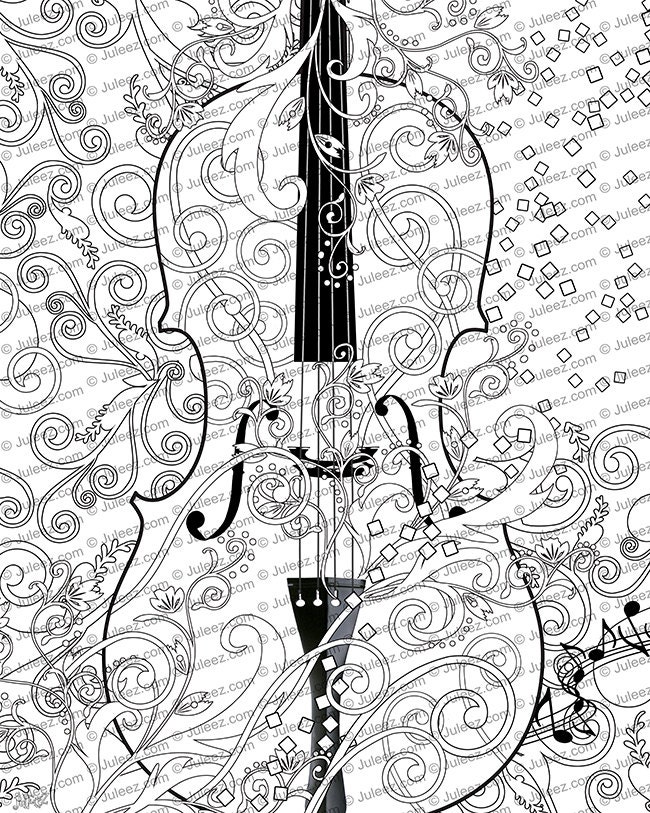 Download Printable Coloring Poster Adult Coloring Page FREE Violin