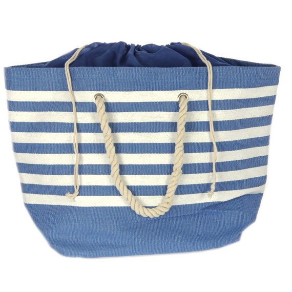 Nautical Striped Tote Beach Bag Sailor Tote Nautical Tote