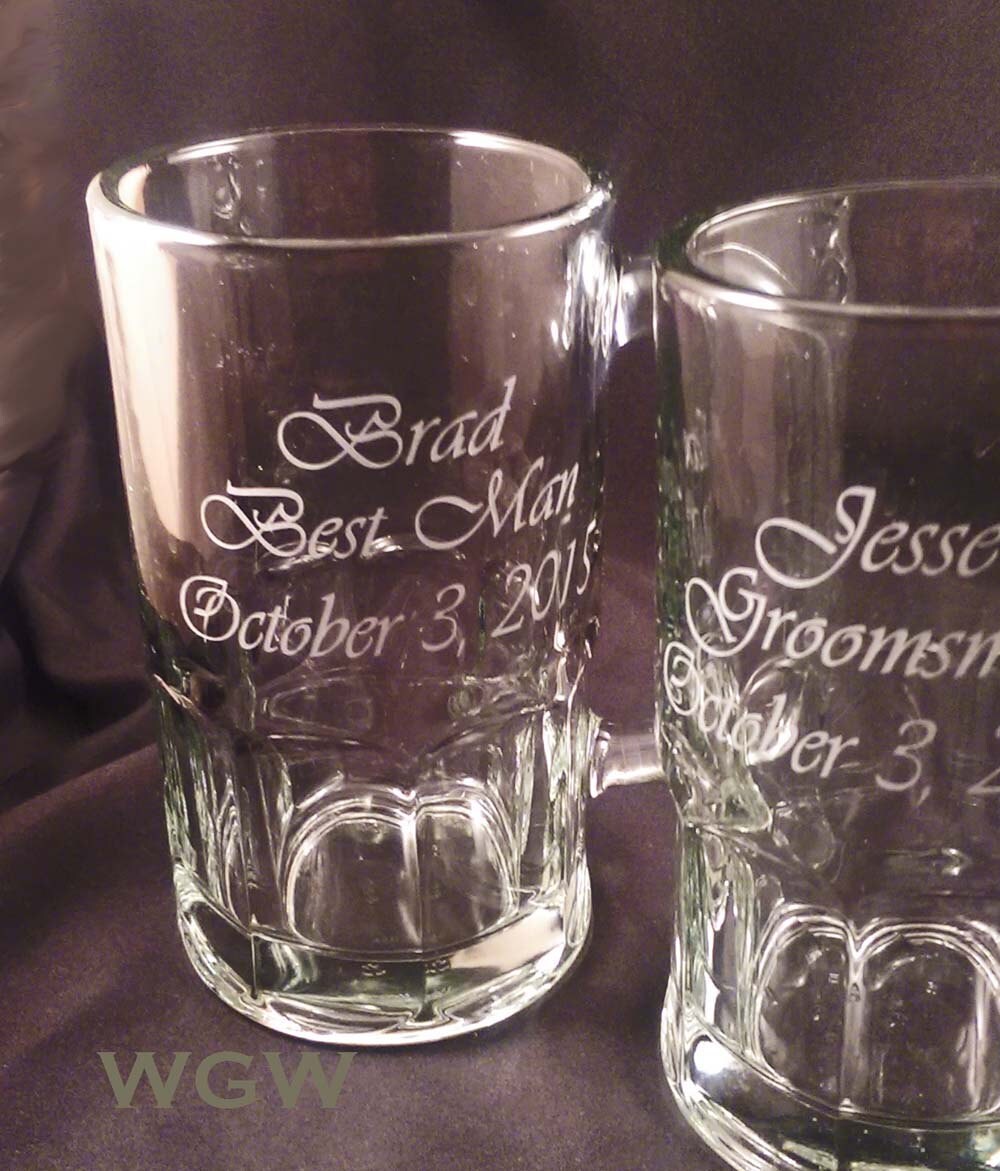 Etched Personalized Wedding Party Beer Mugs Custom Beer Mugs