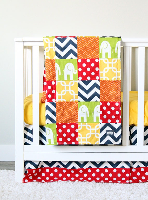 Colorful Nursery Bedding Set Red Blue Orange Green Baby
