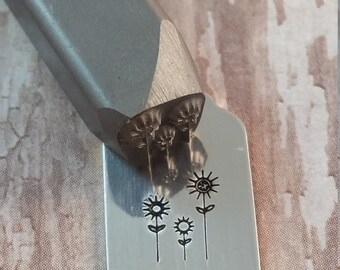 Three Flowers Beaducation Brand Design Stamp, DIY Metal Stamped Jewlery Tools, Supplies. Alphabet Stamp, Metalworking, Metal Stamp