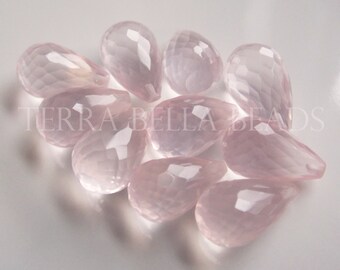Per bead AAA ROSE QUARTZ faceted teardrop half drill gem stone beads 16mm pink