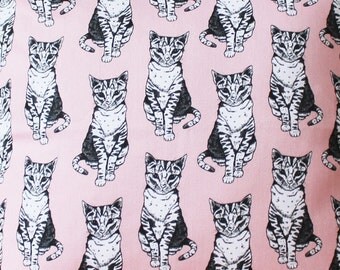 Pink Cat Fabric - upholstery fabric - curtain fabric - Cat fabric - fabric by the yard - Pink fabric - nursery decor - cute fabric