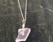 Rose Quartz crystal necklace, raw rose quartz necklace, rose quartz chakra necklace, quartz crystal pendant, raw crystal necklace