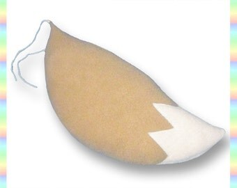 Eevee Plush Tail - 15" Fleece Anime Geek Gift Pokemon Tan White Cute Kawaii Cosplay (Adult, Teen, Child)