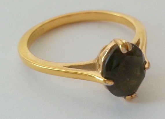 18k H.G.E. Gold Avon Ring Black Onyx Like Solitaire by BiMiDesign