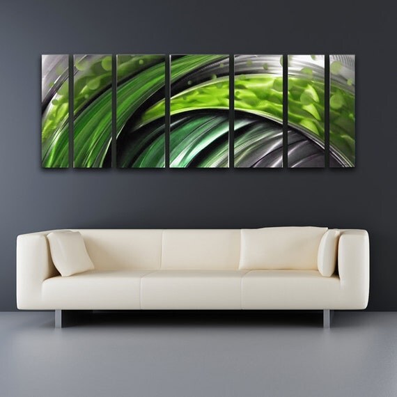 Green Metal Wall Art Large Wall Sculpture Modern Art Work