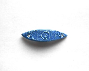 Blue Skinny Bracelet Bar Connector Handmade Ceramic