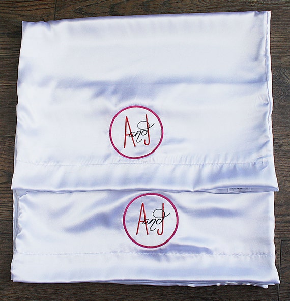 Satin Pillowcase Monogrammed pillowcases Set of two