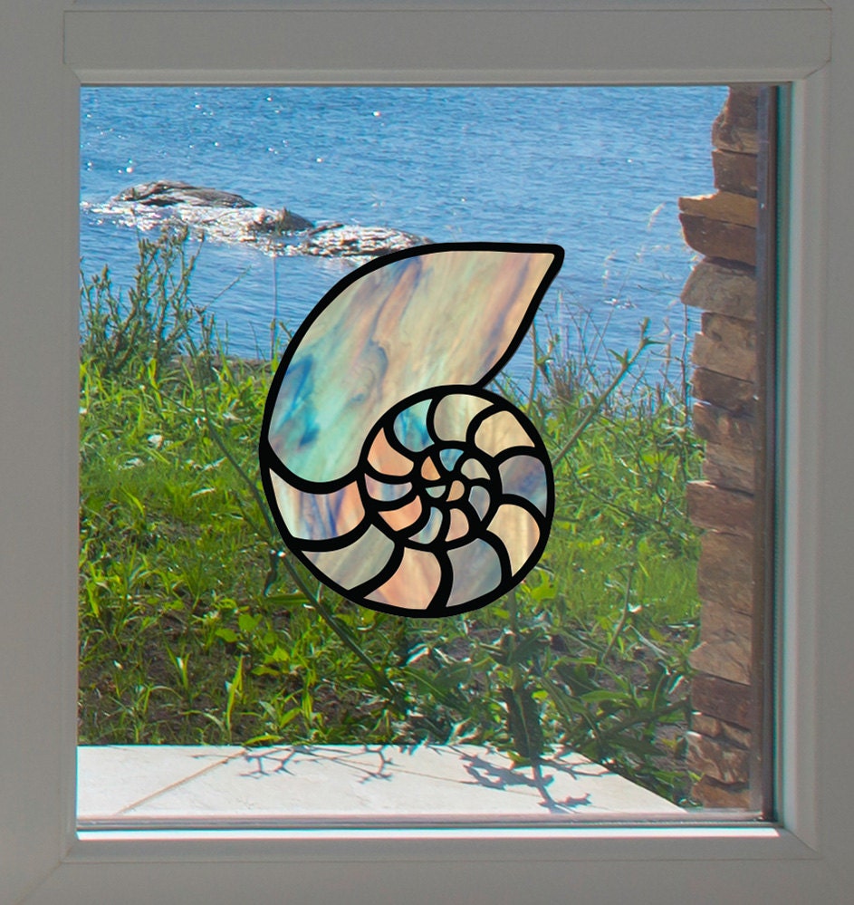CLR:WND Shell Nautilus Seashell Stained Glass Style