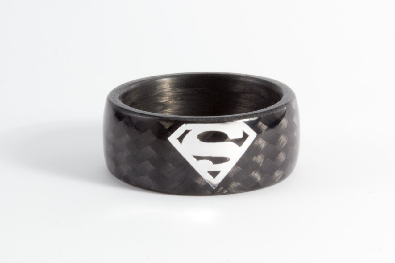 mens carbon fiber superman ring black and glossy wedding band water resistant very - Superman Wedding Ring mens carbon fiber superman ring black and glossy wedding band water resistant very - Superman Wedding Ring