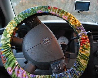 Steering Wheel Cover Multicolored floral patterned