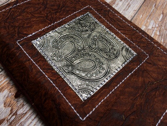 OM JOURNAL- Embossed Journal- Om Notebook- Silver Journal- Sketchbook- Notebook- Dream Journal- Travel Journal- Scrapbook- Handmade