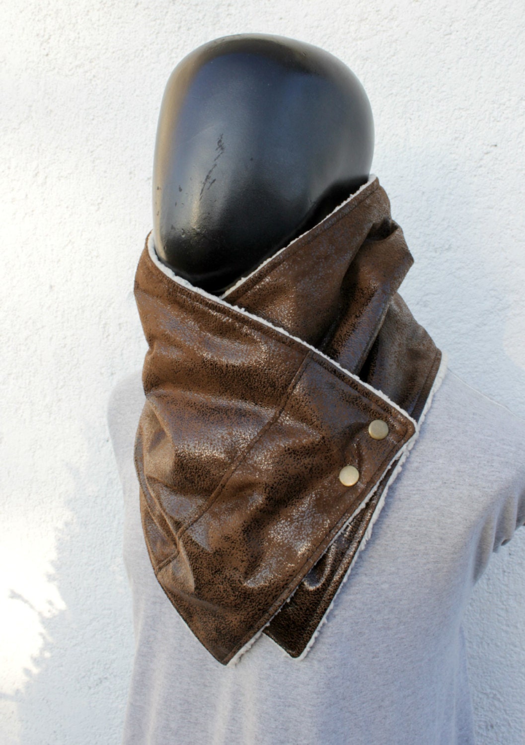 Mens winter. Mens cowl scarf. Unisex scarf. Faux suede and