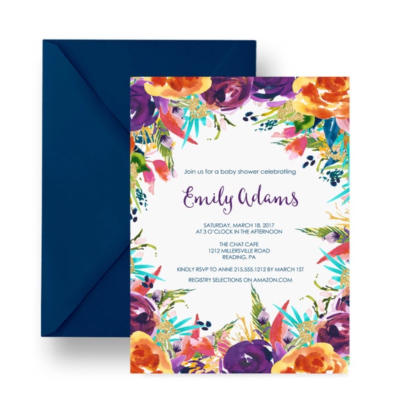 brunch shower elegant baby Baby Exotic Bridal Invitations Shower, Floral Girls Shower, Birthday