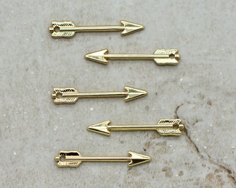 Small Arrow Charms 24k Gold Plated Brass Arrows Jewelry Supplies (BD066)