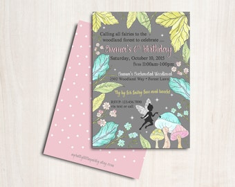 Fairy Invitation - Enchanted Woodland Fairy Party - Printable Party Supplies