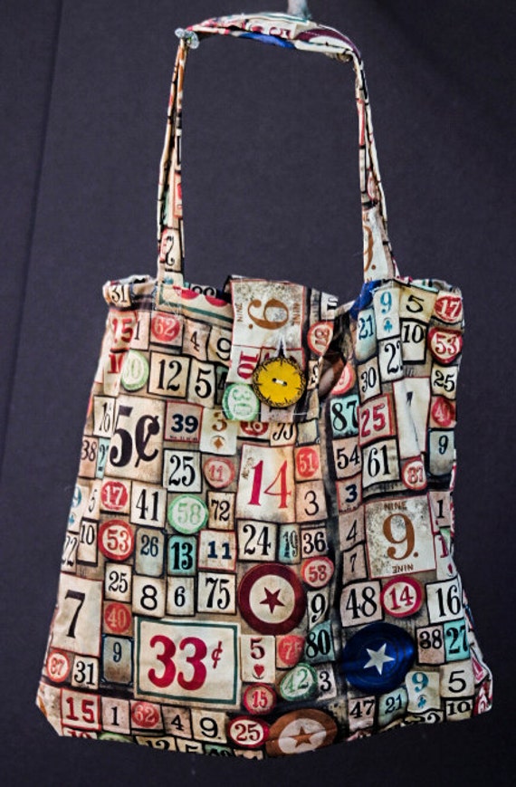 Large Handmade Market Bag with button closure