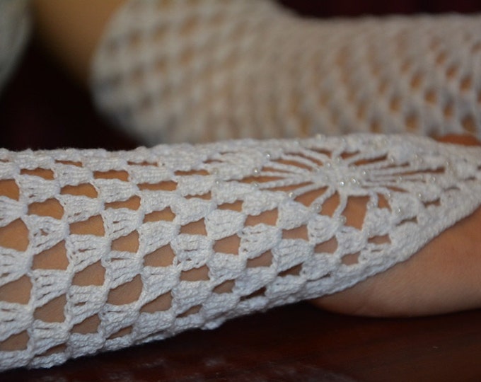 Ready to ship: Wedding, special occasion, evening crochet gloves