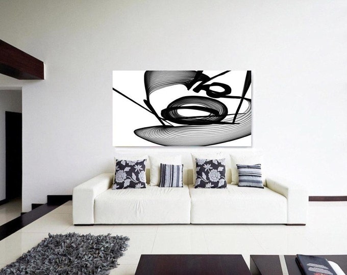 Abstract Black and White 22-12-00. Contemporary Unique Abstract Wall Decor, Large Contemporary Canvas Art Print up to 72" by Irena Orlov