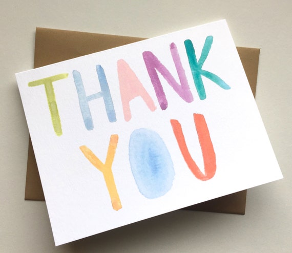 Colorful Thank You Card by averycampbellART on Etsy