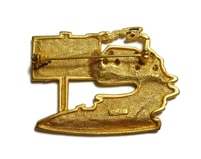 FREE SHIPPING AJC real estate brooch, for sale, sold house pin, gold plate, large statement piece, wonderful details