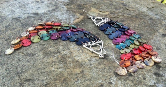 Multicolor Mussel Shell Duster Earrings