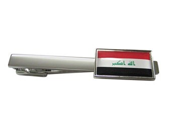 Thin Bordered Iraq Flag Square Tie Clip