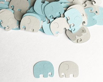 Baby Shower Decoration, Elephant Confetti, Blue Gray, Elephant Baby Shower
