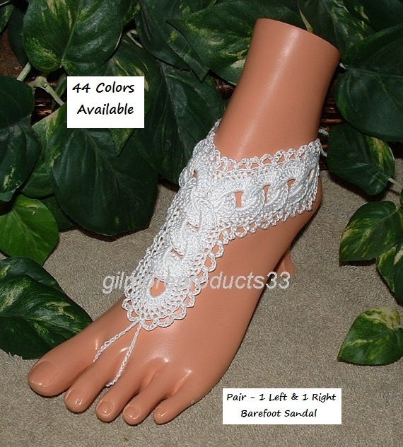 White Cotton Barefoot Sandals Flat Shoes by ABarefootSandalsShop