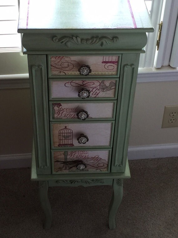 Items similar to Birdcage Repurposed Jewelry Armoire Custom Made To