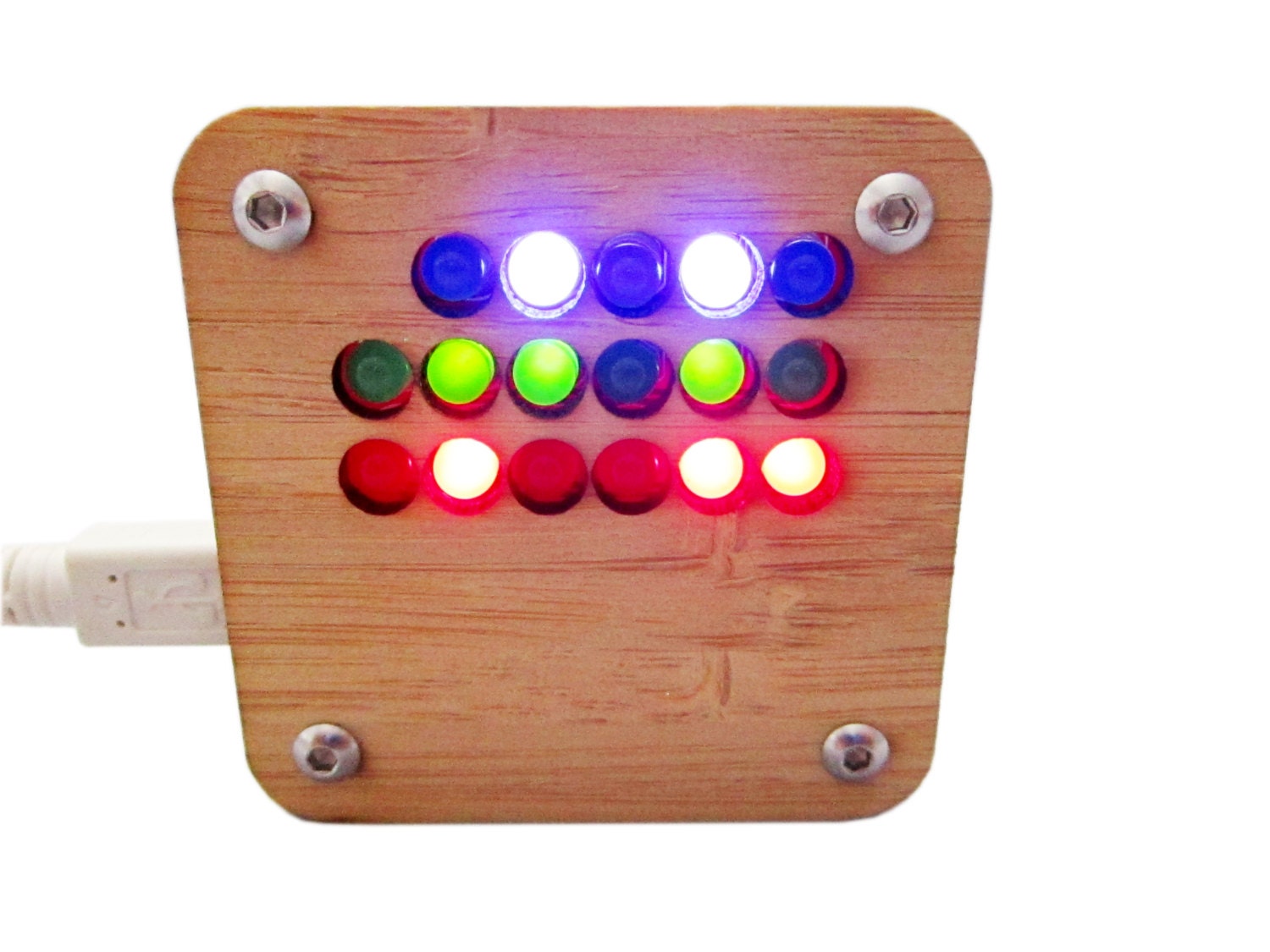 Pure Binary Clock with RGB Lights in Wood Case As Kit or