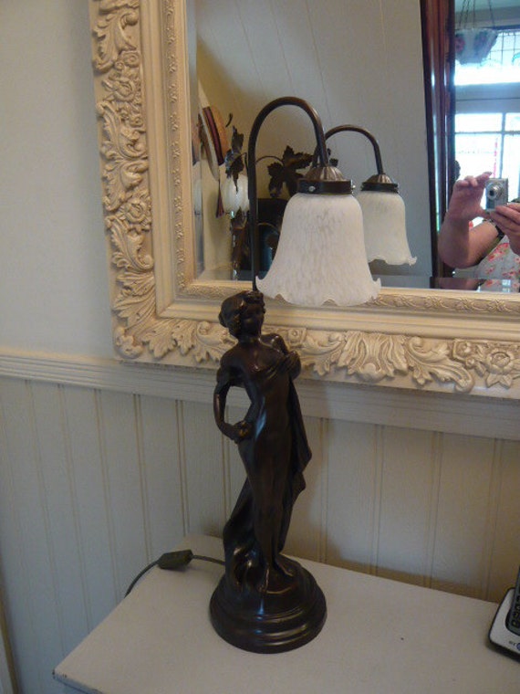 Items similar to Vintage Style Bronze Lady Lamp Table Lamp on Etsy