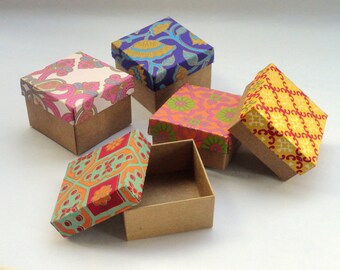 10 assorted Indian print jewelry boxes, size 2x2x1.5 inch, 2x2x1 in, gift boxes, packaging boxes, ring box, packaging supply, mailing boxes