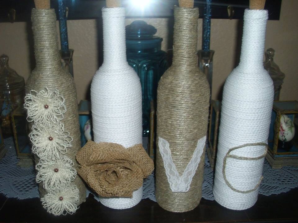 Rustic Rope Twine Hemp Wrapped Wine Bottles