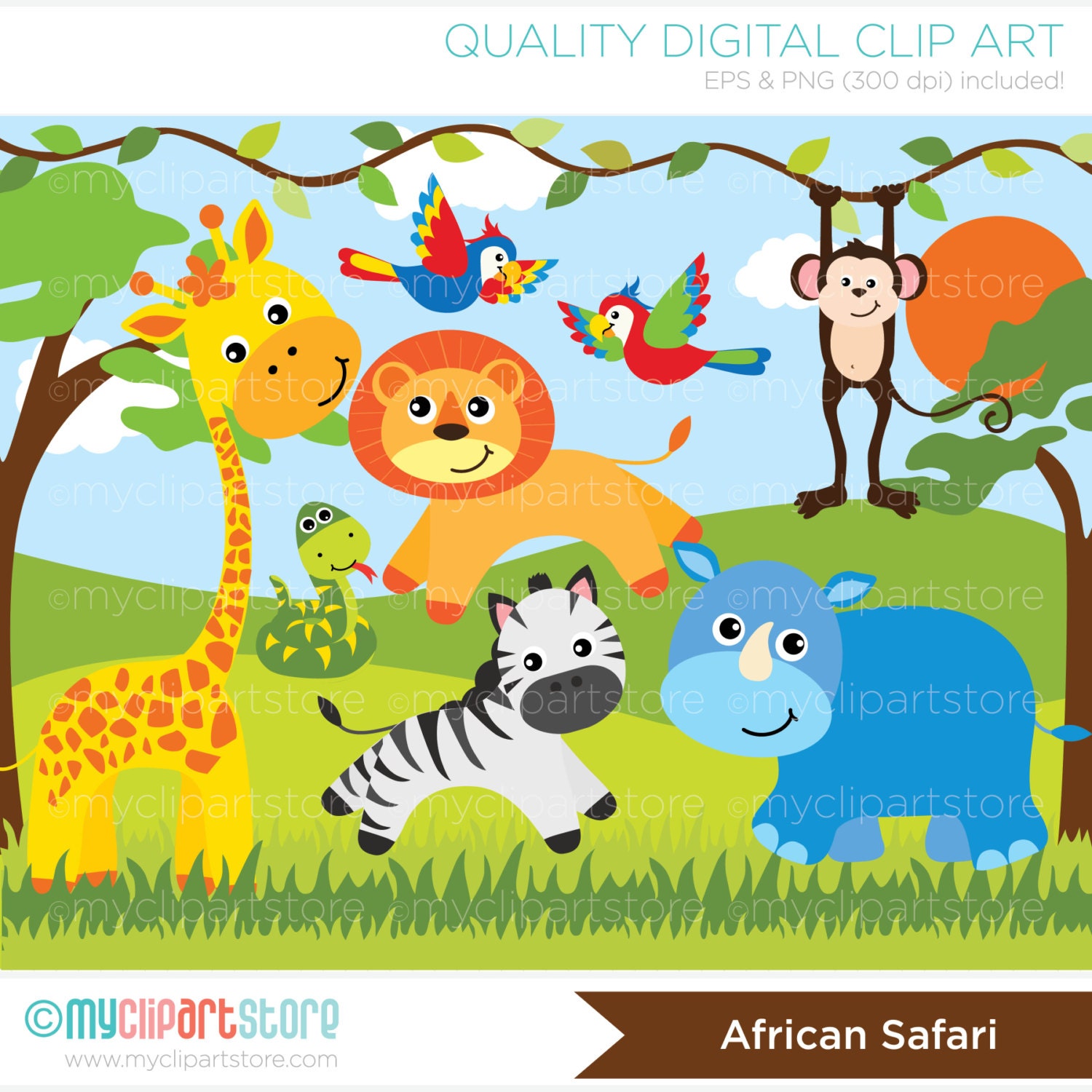 Clipart Jungle Animals / African Safari Digital Clip Art