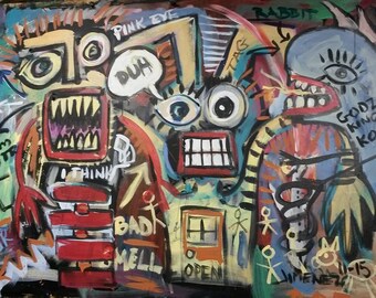 Original Outsider Art Painting - Art Brut - Neo-Expression - Raw Art - "DUH"