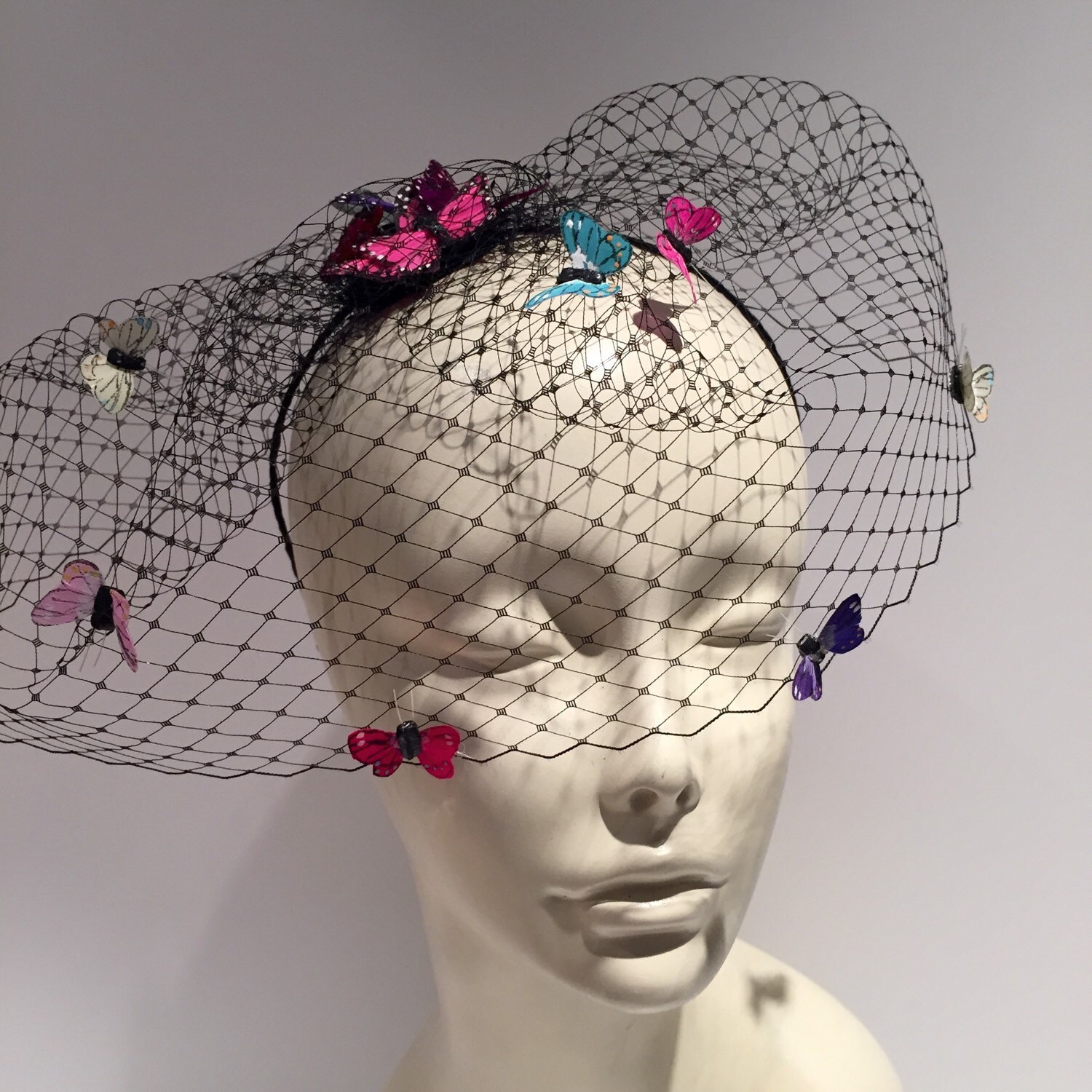 Butterfly fascinator with bird cagepastel Fascinator by doramarra