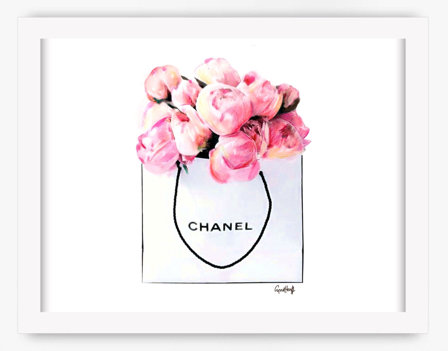 Chanel Roses Print Fashion Illustration CC Drawing Flower