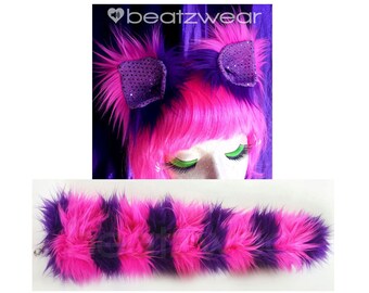 Cheshire Cat ears and tail (choose your length) Cheshire Cat set Halloween costume