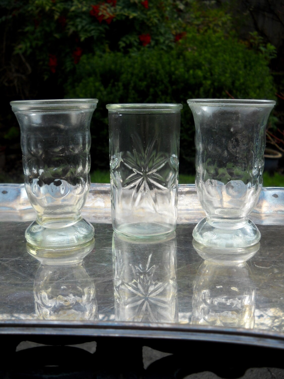 Vintage Jelly Jar Glasses Set of Three Juice Glasses