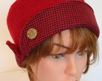 PillBox Hat - Formal Hat Womans Hat Black - Handmade from Boil Wool