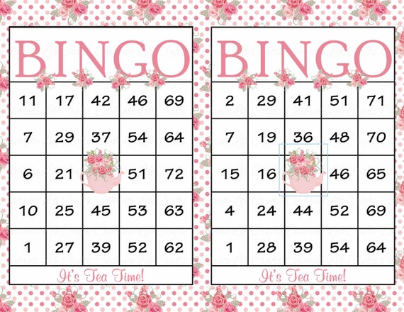 100-tea-party-bingo-cards-printable-instant-download-high-tea-party-game-for-girls-pink