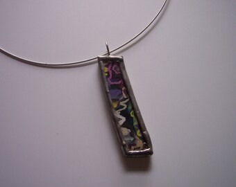 Stained Glass Pendant, Stained Glass Jewelry, Ephemera, glass pendant, Soldered Pendant, Statement Necklace, ooak, kimsjoy