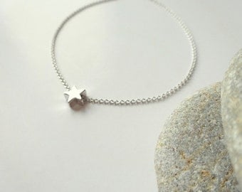Silver Anklet, Silver Star Anklet, Silver Ankle Bracelet, Dainty Silver Anklet Body Jewelry Minimalist Jewelry, Delicate Silver Anklet