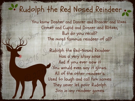 Christmas Songs Lyrics Rudolph The Red Nosed Reindeer : Join In Any Rei...