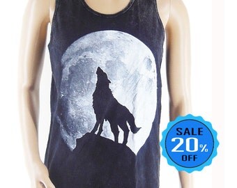 Wolf Howling Tshirt funny quote shirt tumblr tank graphic tshirt workout shirt cute tee women top unisex bleached shirt Screen Print Size M