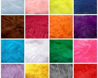 Solid Color Faux Fur 1 Yard Long Pile Hobby Crafting Fake Mongolian Cosplay Fabric by the Yard Shag Rainbow Costume EDC UV Reactive Fur