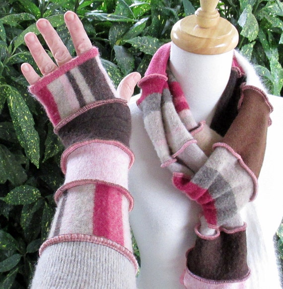 scarf and fingerless glove sets